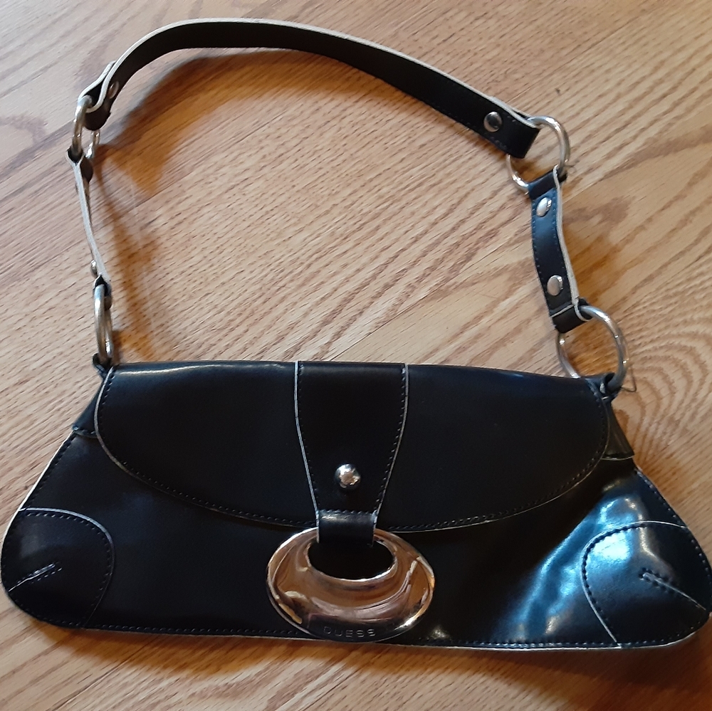 Black leather shoulder bag